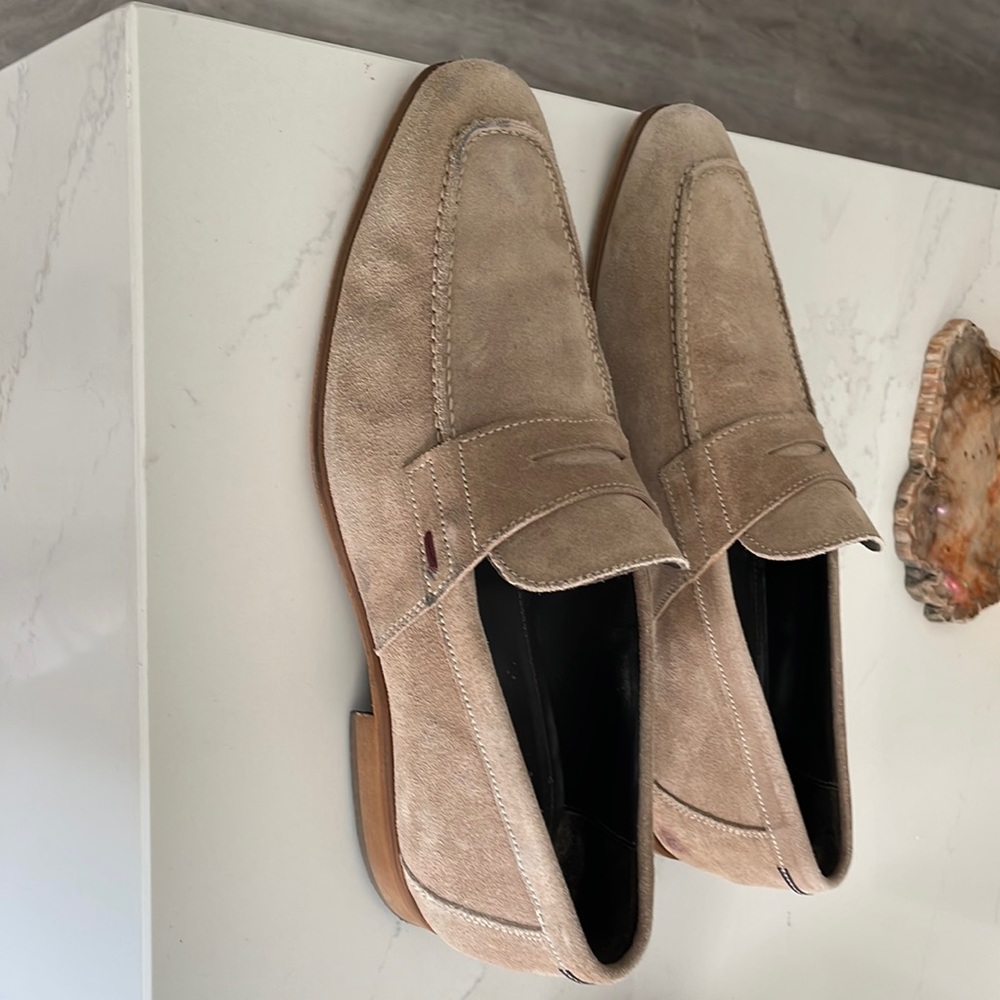 Bruno Magli tan suede loafers